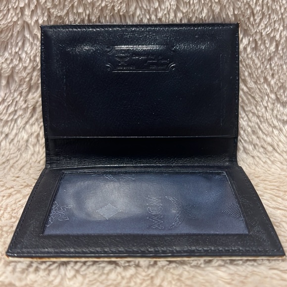 MCM VISETOS Leather Monogram Navy Blue and White Card ID Holder - Picture 5 of 7